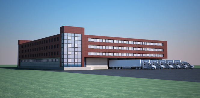 3D визуализация проектируемого здания склада